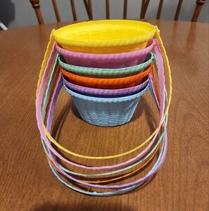 Vintage Lot Of 6 Plastic Mini Easter Baskets Spring Decor Party Colorful